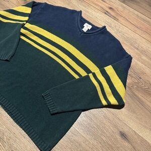 Vintage County‎ Seat Navy Green Yellow Striped Sweater Mens Large